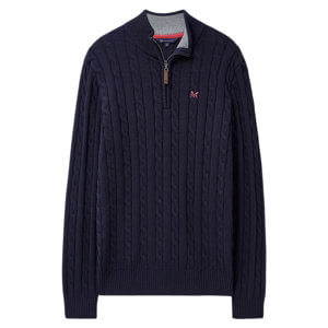 Crew Oarsman Cable Knit Half Zip Jumper